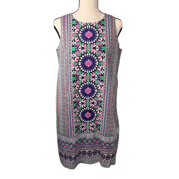 London Times Dresses & Skirts - London Times medallion Shift Dress Sleeveless Preppy Coastal Mod P8